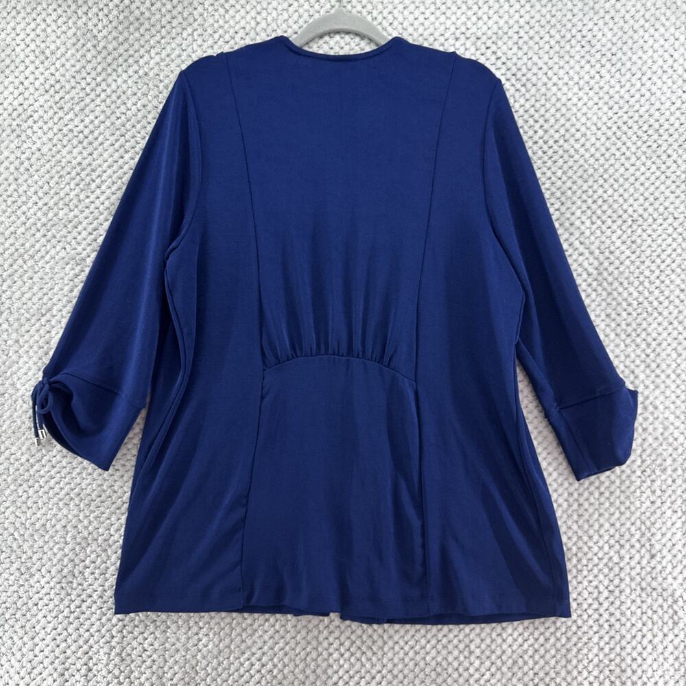 Chicos Travelers Cardigan Womens 2 L/12 Blue Slinky Stretch Open Front - Picture 4 of 9